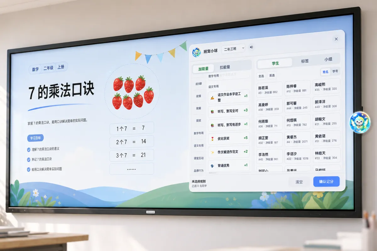 班宠小球 Windows 桌面悬浮加分工具,支持老师在希沃白板和 PPT 全屏课件中快速给学生加积分